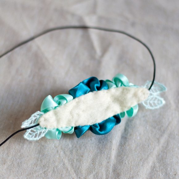 Turquoise Ribbon Flower Headband - Picture 4 of 7